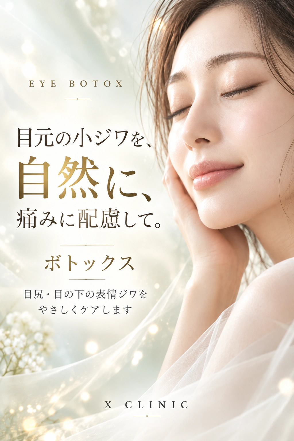 EYE BOTOX - 目元の小ジワを、自然に、痛みに配慮して。 | X CLINIC
